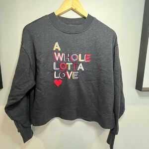 Gray Women's Sweatshirt with Colorful Embroidery